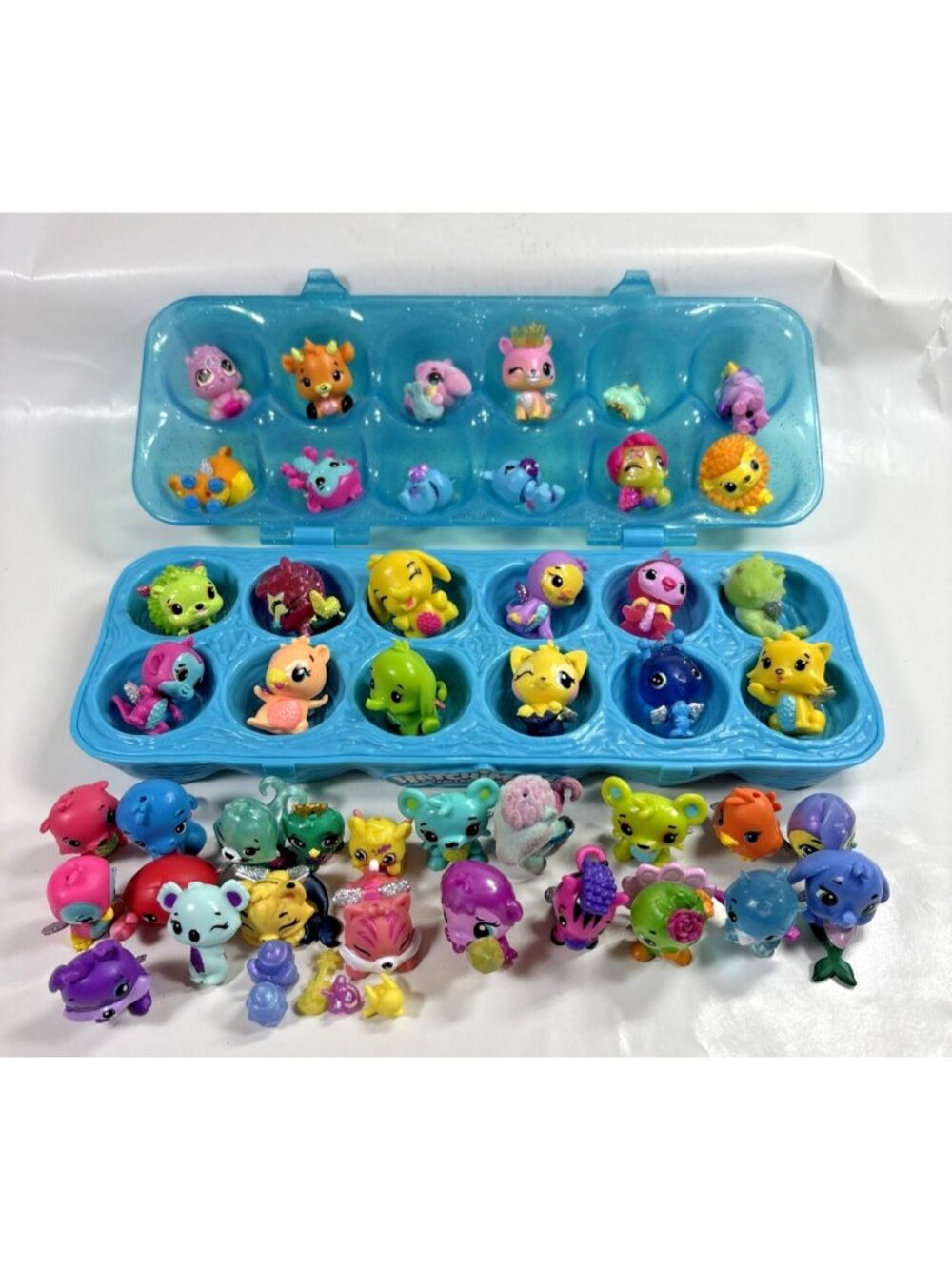 Hatchimals Colleggtibles Collectibles Mini Figures Lot of 45 Blue Egg Carton